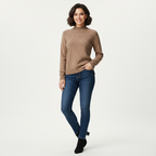 Women's Ribbed Mock Neck Sweater – Textured Long Sleeve High Neck Pullover