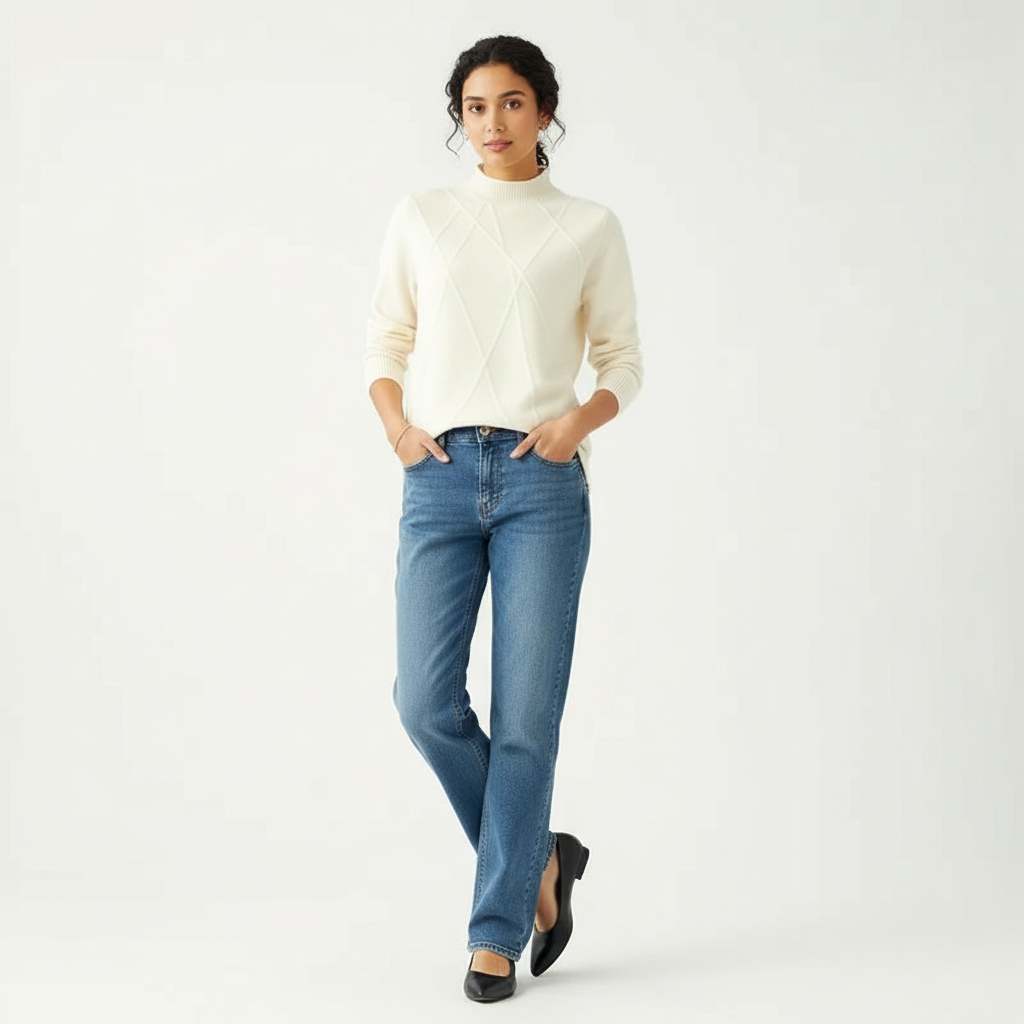 Women's Ribbed Mock Neck Sweater – Textured Long Sleeve High Neck Pullover