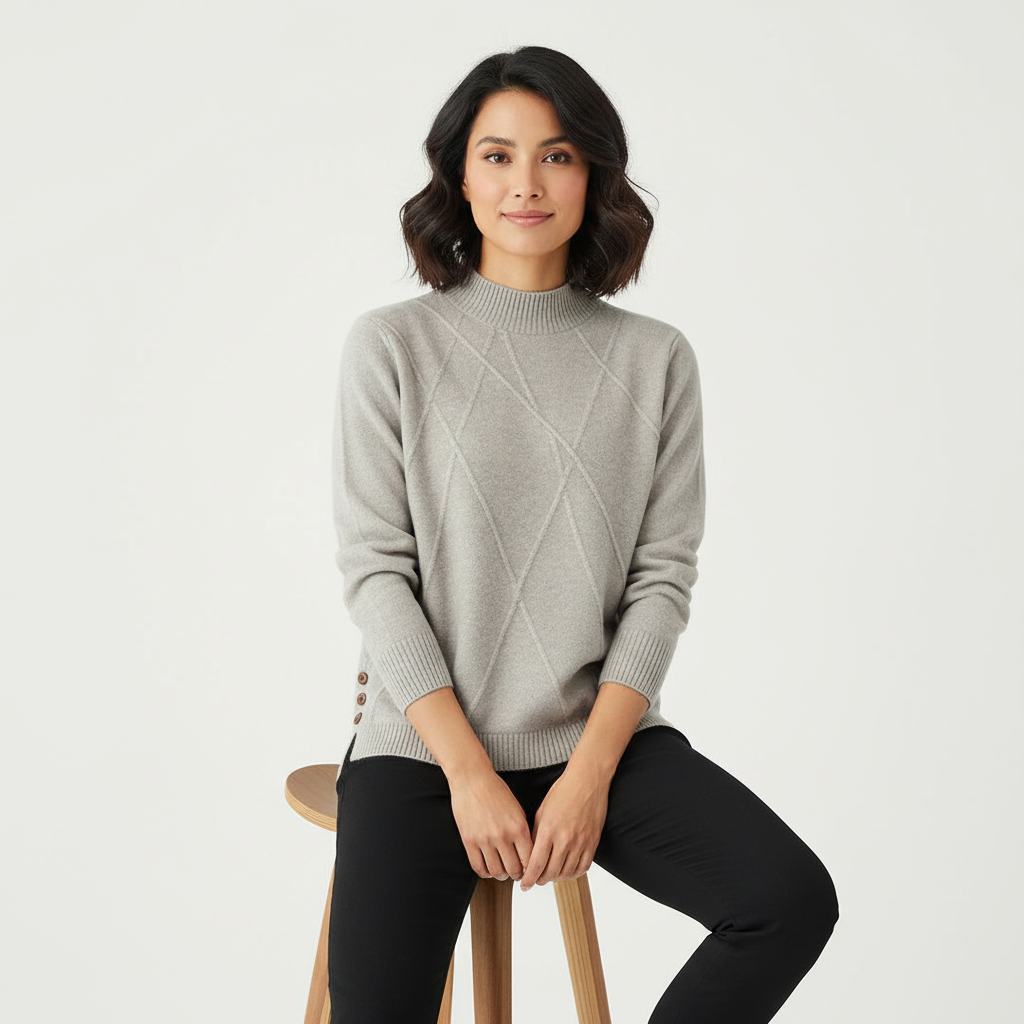 Women's Ribbed Mock Neck Sweater – Textured Long Sleeve High Neck Pullover