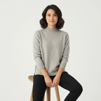 Women's Ribbed Mock Neck Sweater – Textured Long Sleeve High Neck Pullover