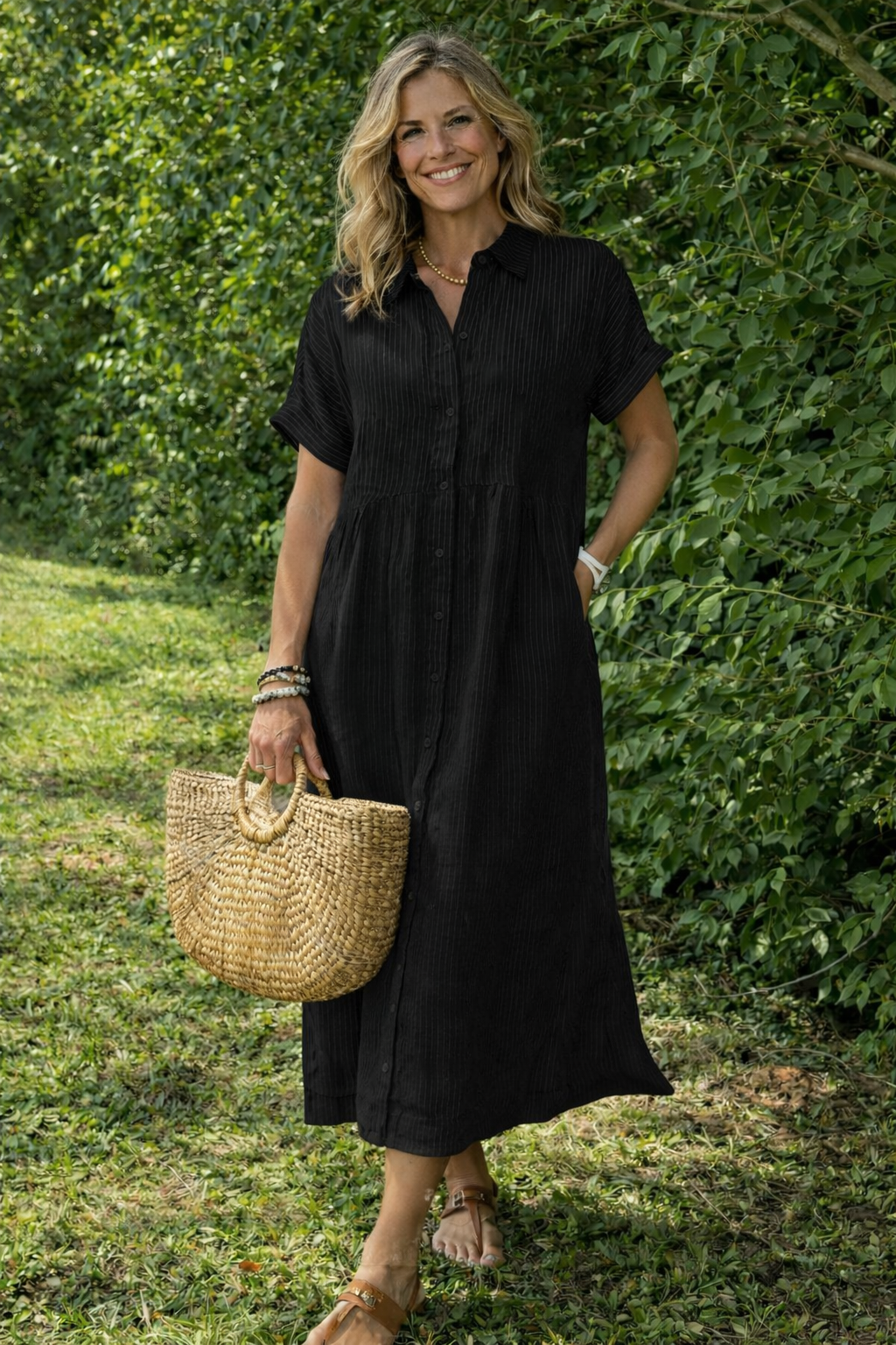 Women's Button-Up Shirt Dress – Casual Summer Dress