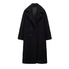 Women's Plush Teddy Coat – Long Lapel Button Front Winter Coat