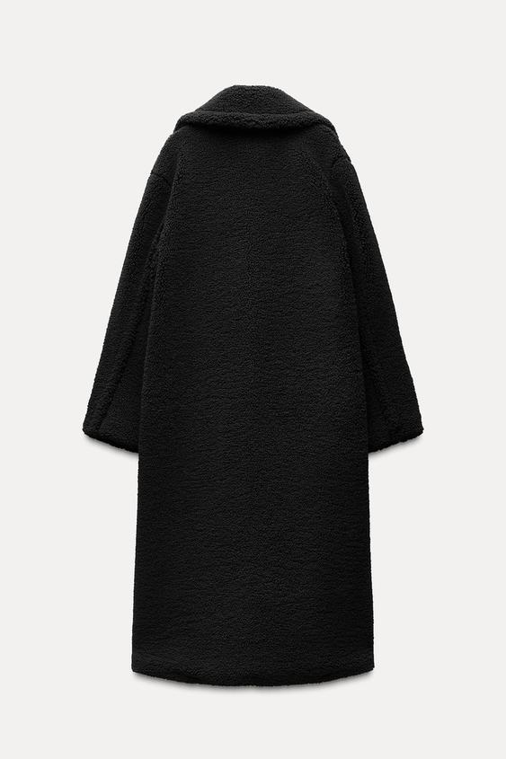 Women's Plush Teddy Coat – Long Lapel Button Front Winter Coat