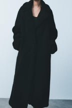 Women's Plush Teddy Coat – Long Lapel Button Front Winter Coat