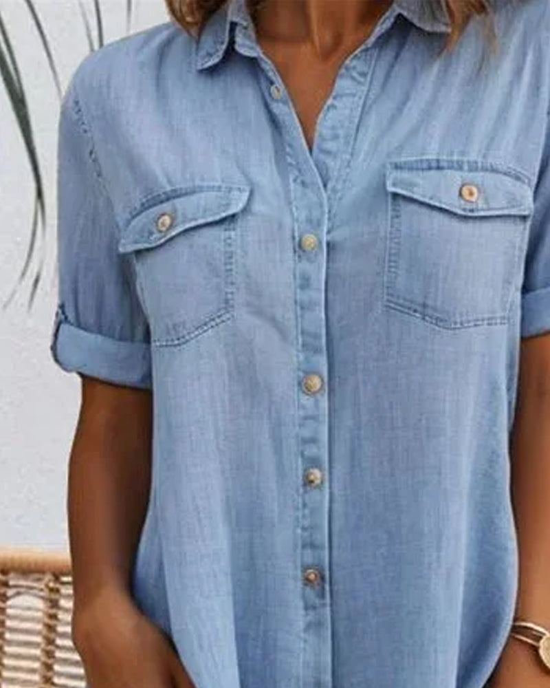 Women's Midi Dress – Denim Look Casual Dress – Peyton