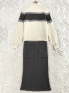 Women's Ribbed Sweater Set – Matching Knit Skirt Set