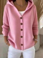 Women's Hooded Sweater Cardigan – Button Knit Jacket