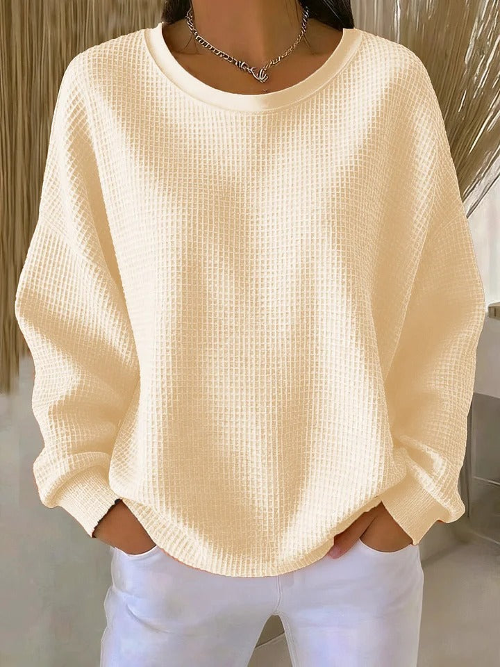 Women's Textured Pullover Sweater – Relaxed Everyday Knit Sweater