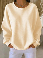 Women's Textured Pullover Sweater – Relaxed Everyday Knit Sweater