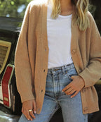 Women's Soft V-Neck Cardigan – Classic Button Front Knit Cardigan