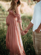 Women's Maternity Maxi Dress – Short Sleeve Pregnancy Dress