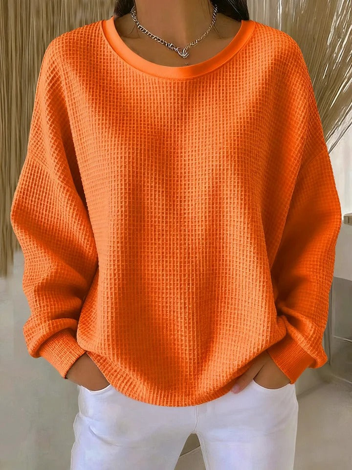 Women's Textured Pullover Sweater – Relaxed Everyday Knit Sweater