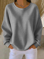 Women's Textured Pullover Sweater – Relaxed Everyday Knit Sweater