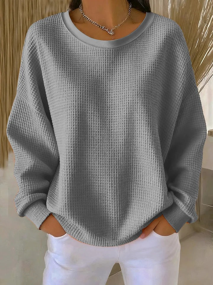 Women's Textured Pullover Sweater – Relaxed Everyday Knit Sweater