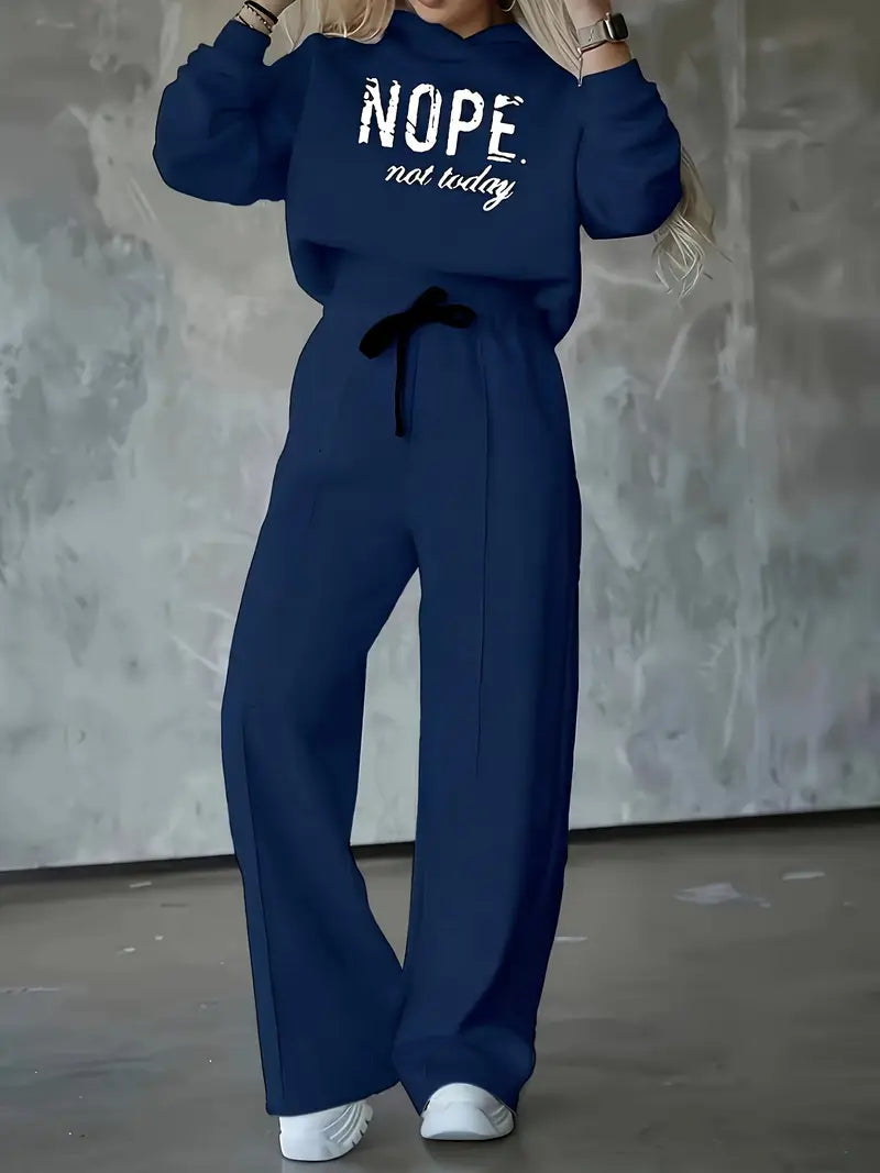 Women's Graphic Tracksuit Set – Wide Leg Hoodie Set