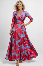 Women's Floral Wrap Maxi Dress – V-Neck Summer Dress