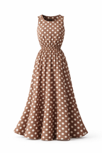 Women's Polka Dot Midi Dress – Sleeveless Summer Dress