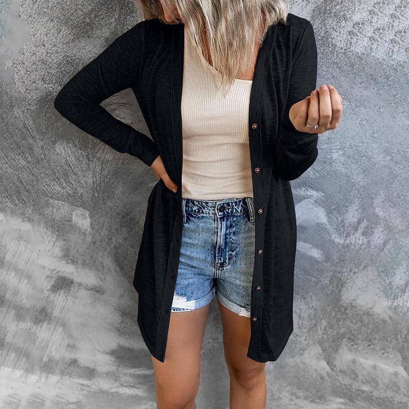 Women's Button Front Cardigan – Lightweight Layer