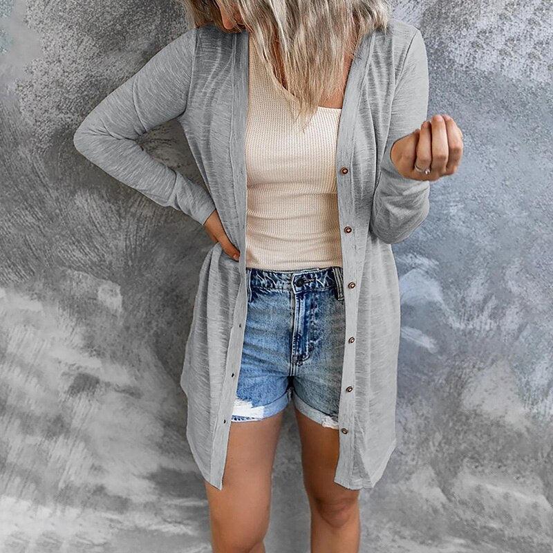 Women's Button Front Cardigan – Lightweight Layer