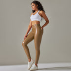 Women's High Waist Shiny Leggings – Fitted Stretch Leather Look Leggings