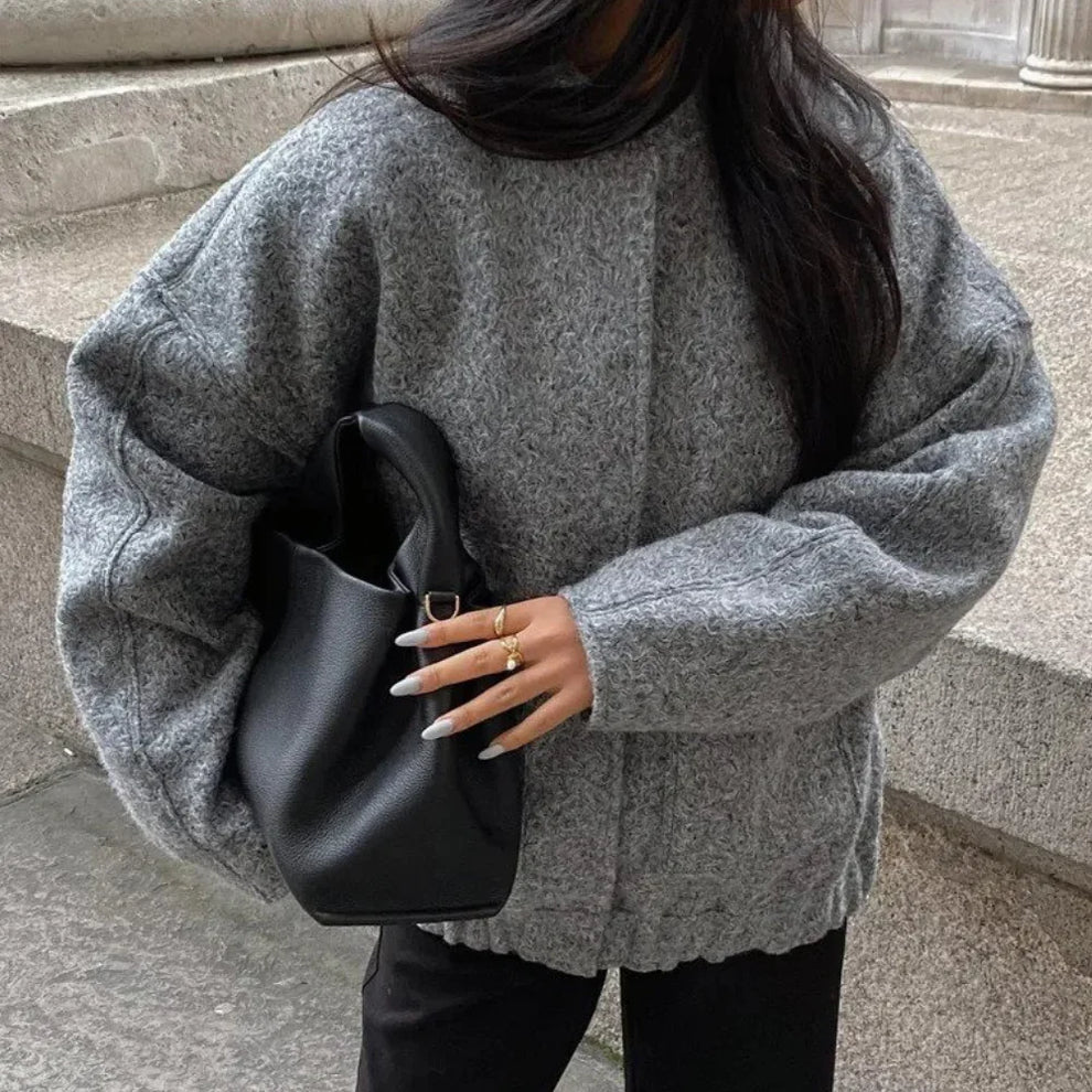 Women's Relaxed Bomber Jacket – Oversized Zip Front Casual Jacket