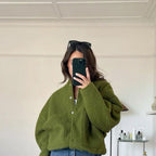 Women's Relaxed Bomber Jacket – Oversized Zip Front Casual Jacket