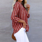 Women's Striped Button Blouse – Relaxed Fit Casual Blouse