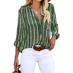 Women's Striped Button Blouse – Relaxed Fit Casual Blouse