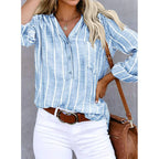 Women's Striped Button Blouse – Relaxed Fit Casual Blouse
