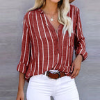 Women's Striped Button Blouse – Relaxed Fit Casual Blouse
