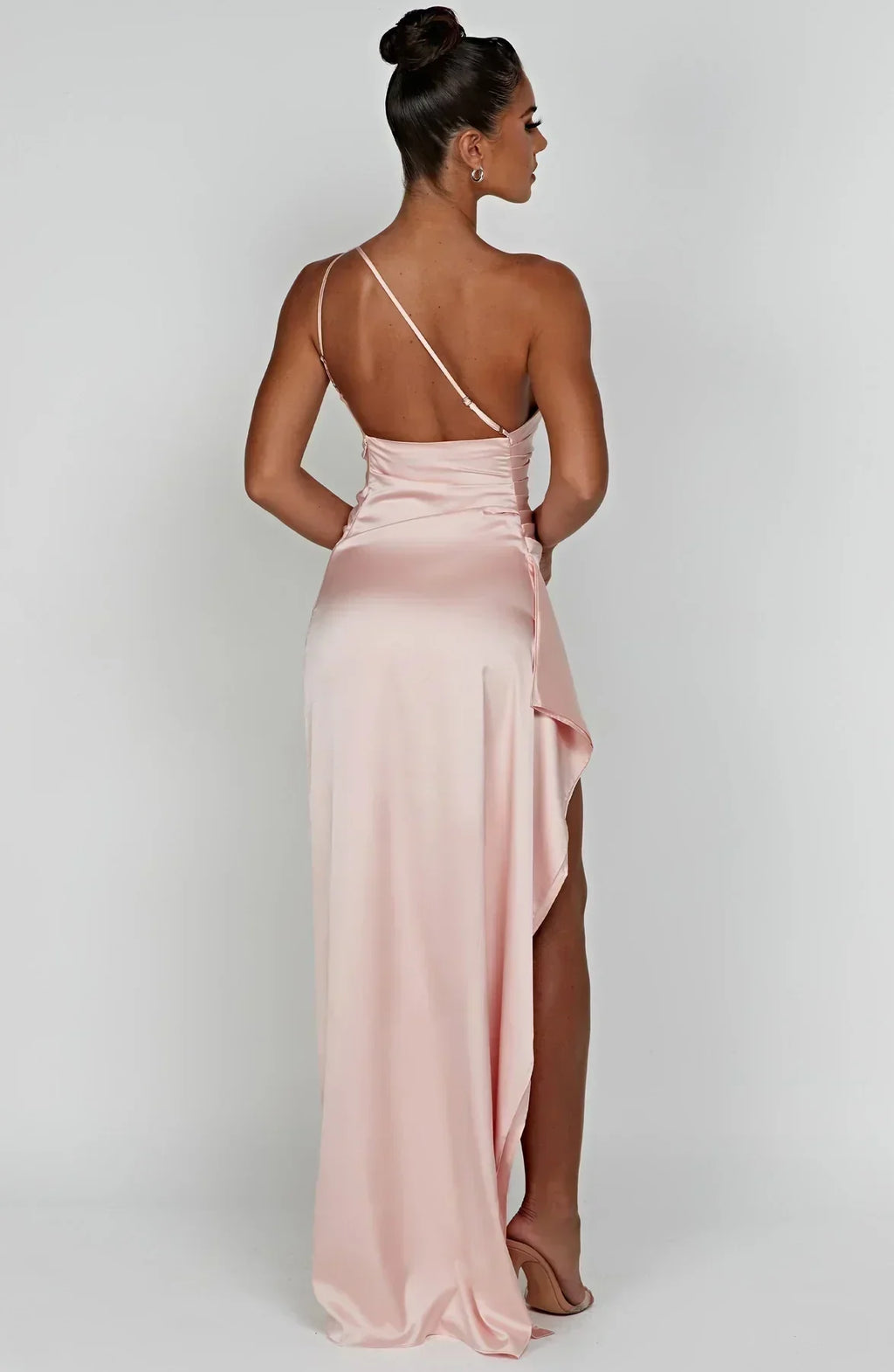 Women's One Shoulder Evening Maxi Gown – High Slit Formal Dress