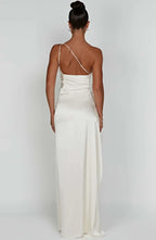 Women's One Shoulder Evening Maxi Gown – High Slit Formal Dress