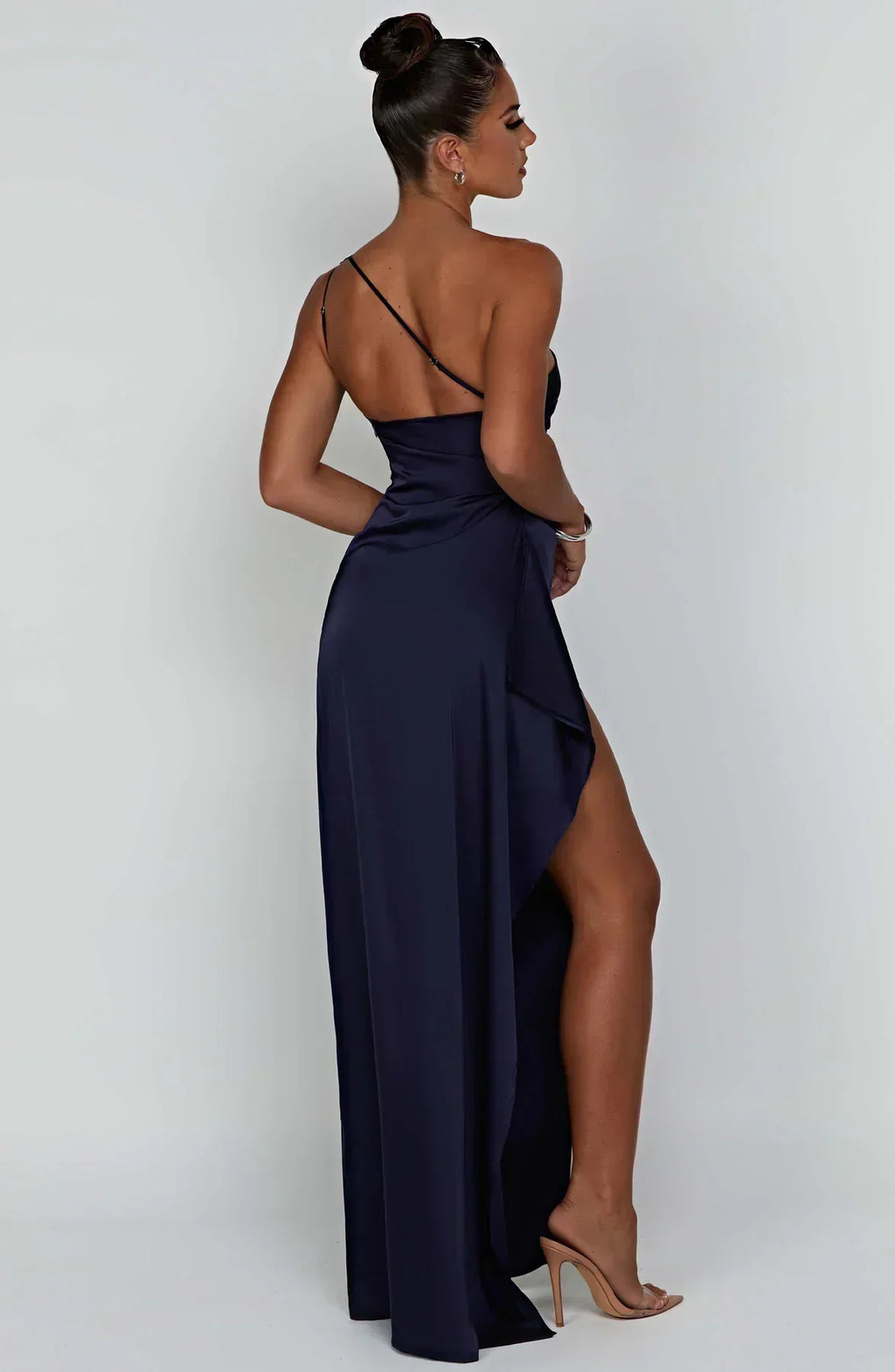 Women's One Shoulder Evening Maxi Gown – High Slit Formal Dress
