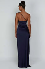 Women's One Shoulder Evening Maxi Gown – High Slit Formal Dress