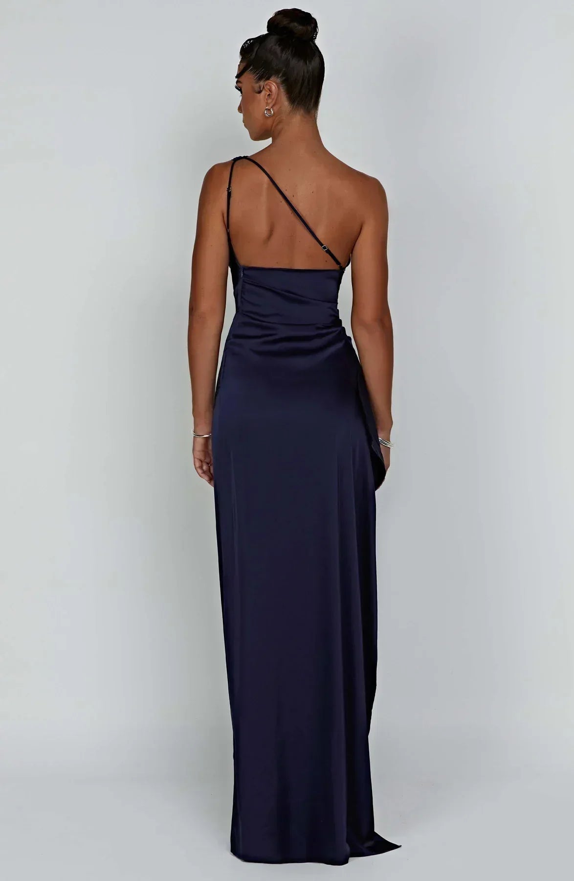 Women's One Shoulder Evening Maxi Gown – High Slit Formal Dress
