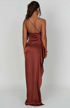 Women's One Shoulder Evening Maxi Gown – High Slit Formal Dress