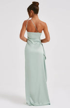 Women's One Shoulder Evening Maxi Gown – High Slit Formal Dress