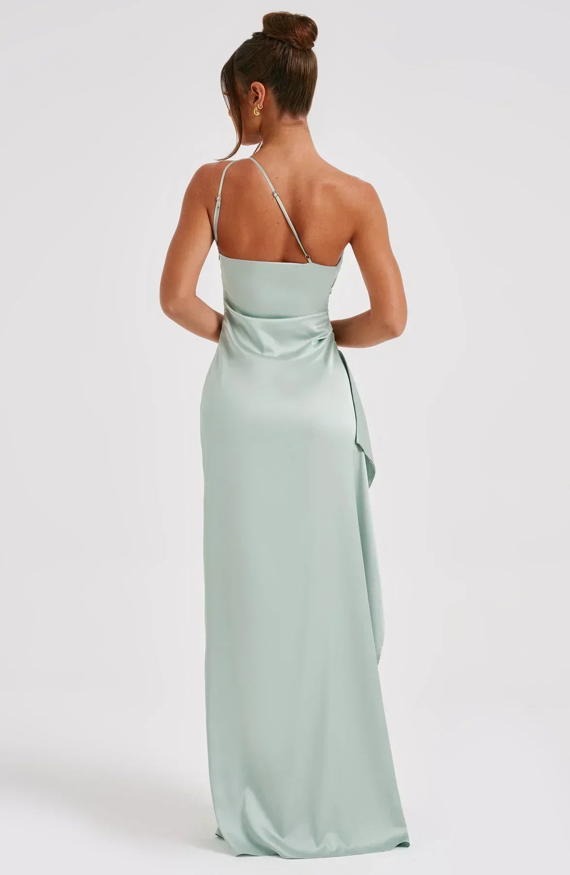 Women's One Shoulder Evening Maxi Gown – High Slit Formal Dress
