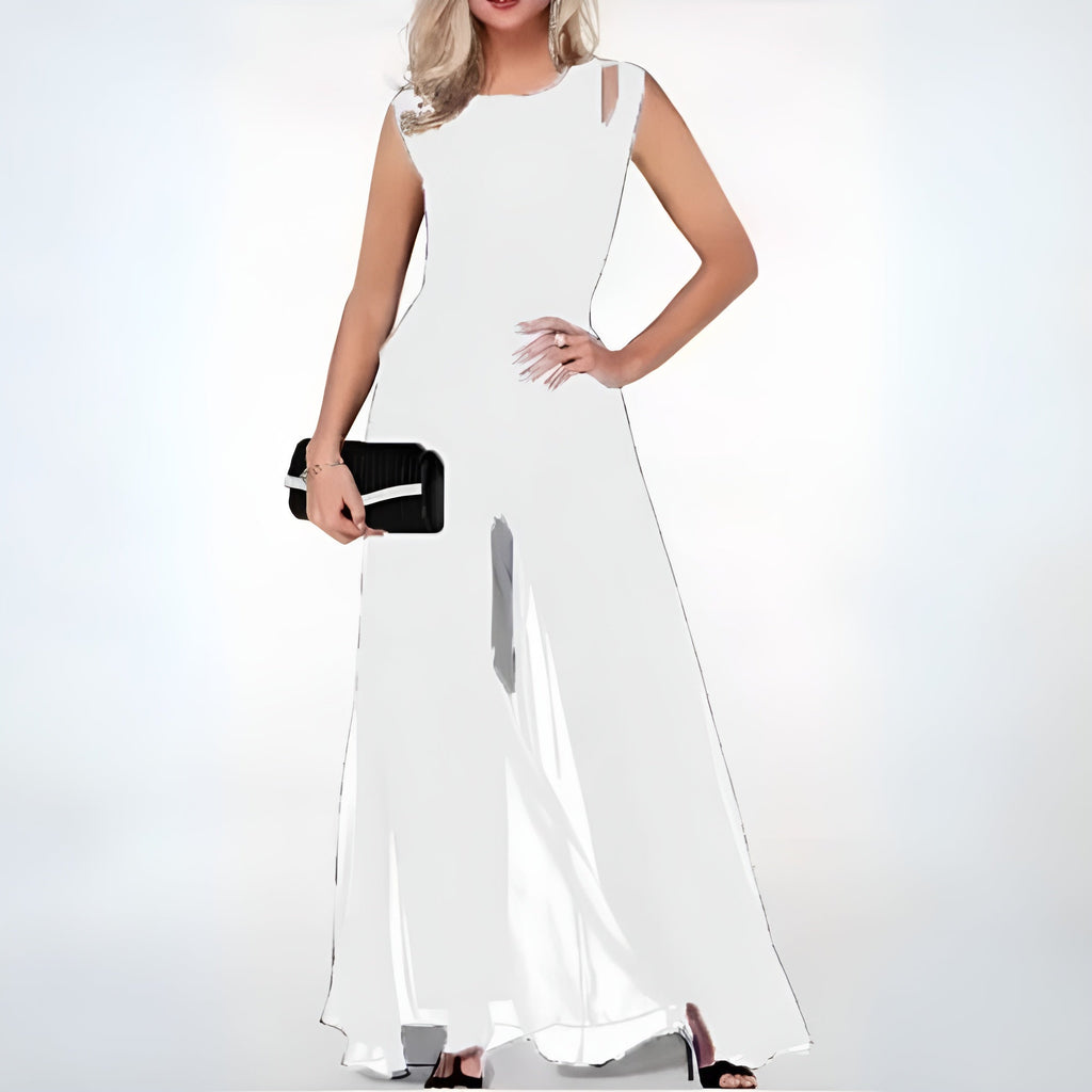 Women's Flowy Occasion Jumpsuit – Sleeveless Relaxed Wide Leg Jumpsuit