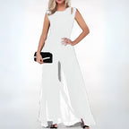 Women's Statement Shoulder Jumpsuit – Sleeveless Wide Leg Evening Jumpsuit