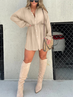 Women's Belted Romper Mini Dress – Built-In Shorts Party Dress