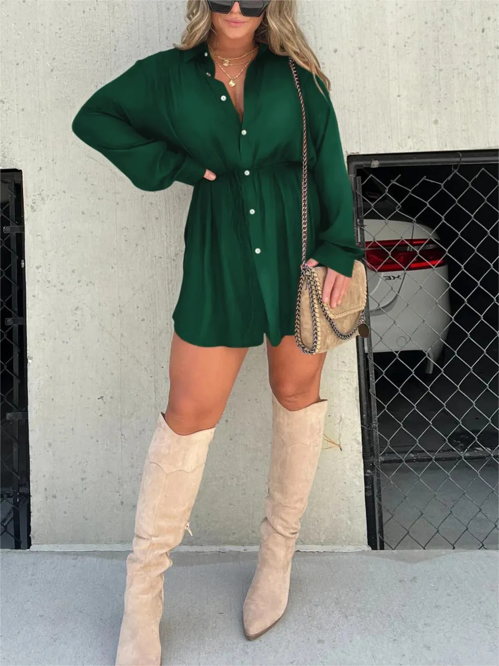 Women's Belted Romper Mini Dress – Built-In Shorts Party Dress