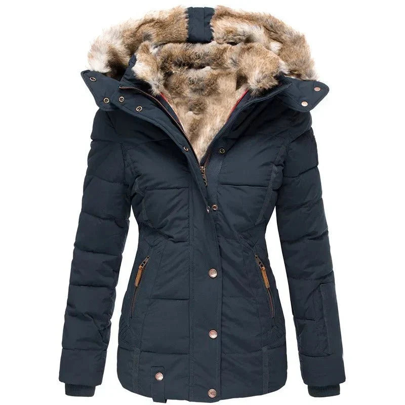 Women's Fur Trim Parka – Hooded Longline Winter Coat