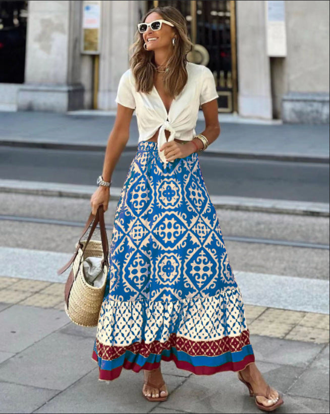 Women's Maxi Skirt – High Waist Flowing Skirt – Alice