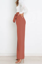Women's High Waist Paperbag Pants – Bow Waist Wide Leg Trousers