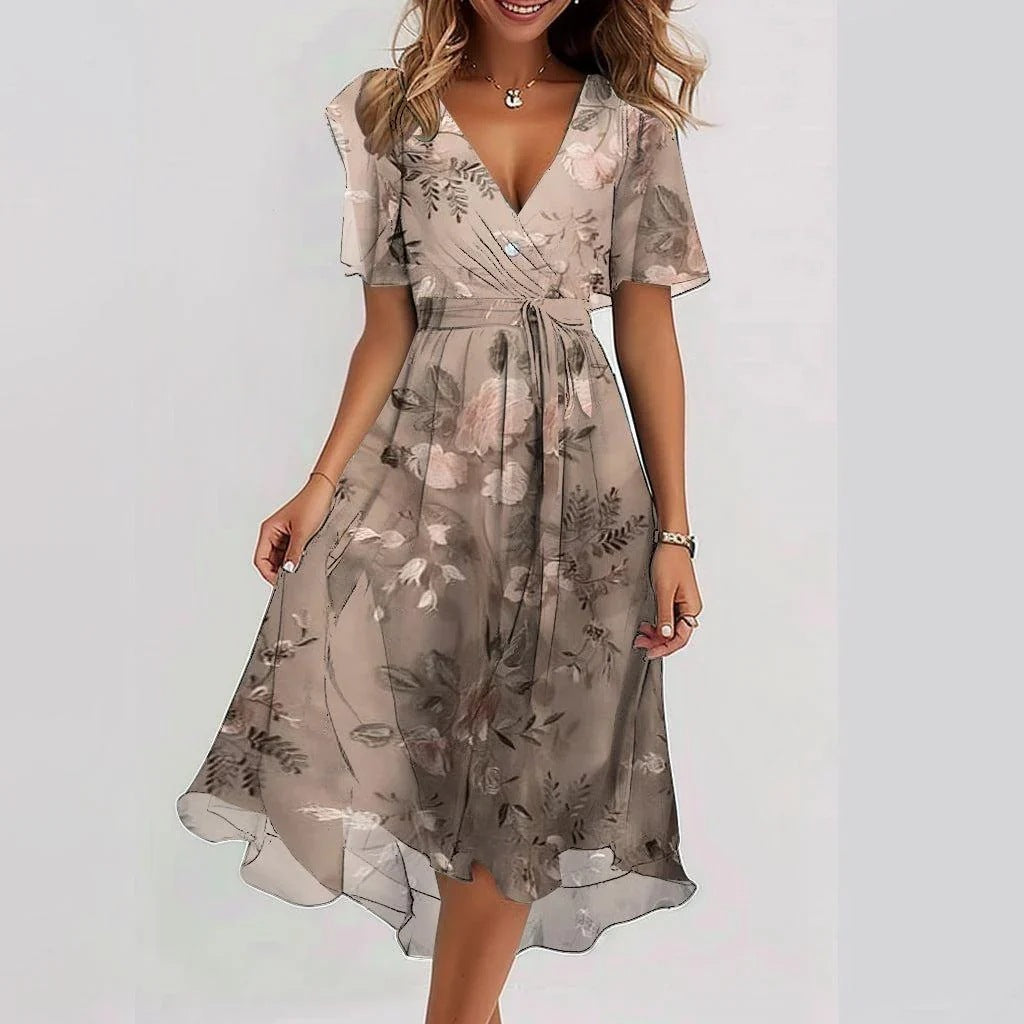 Isabella | Floral V-Neck Midi Dress