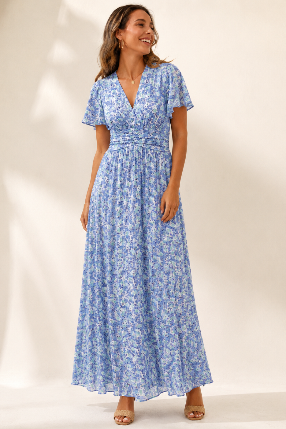 Women's Floral Maxi Dress – V-Neck Summer Dress