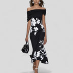 Women's Printed Midi Dress – Relaxed Fit Casual Dress – Elowen