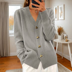 Women's Knit Button Cardigan – Heart Button Soft Sweater