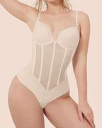 Women's Low Back Shaping Bodysuit – Mesh Corset Tummy Control Bodysuit